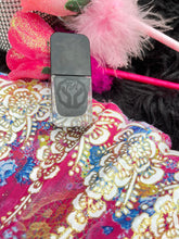 Load image into Gallery viewer, Black glitter polish swatch