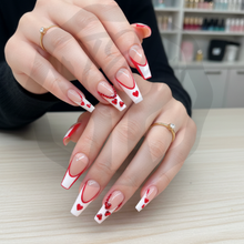 Load image into Gallery viewer, ❤️ Scarlet Heart – Press-On Nail Set (Hard Gel • Ready to Ship)
